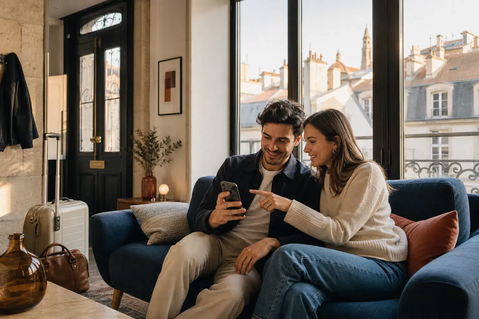 An Airbnb guest adding a digital journal page on a phone